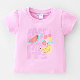 Tango Interlock Knit Half Sleeves Top Strawberry Print - Pink-9