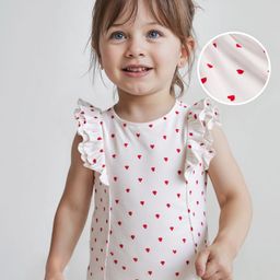Babyhug Cotton Knit Tie & Dye Sleeveless Top with Beach Print and Frill Detailing - White & Pink-image-47