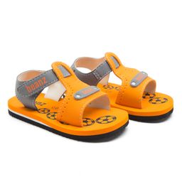 Beanz Brand Name  Detailed Velcro Closure Sandals - Orange & Grey-image-51