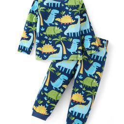 Babyhug Cotton Knit Full Sleeves Night Suit Dino Print- Navy-picture-3