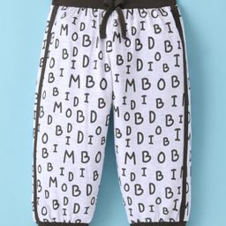 Mini Taurus Cotton Knit Full Length Lounge Pant with Alphabet Print - Olive Green & White-image-75