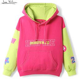 arias by lara dutta Arias Terry Cotton Knit Full Drop Shoulder Sleeves Hooded Sweatshirt with Text Print & Kangaroo Pockets - Dark Pink-picture-20