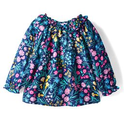 Babyhug Rayon Woven Full Sleeves Top With Floral Print - Navy Blue-image-39