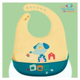 The Cheeky Kidzz Baby Silicone Dog Print Feeding Bib Waterproof Easy Stain Proof BPA Free Bib With Tray/Food Catcher 5 Months To 2 Years (YELLOW)-23