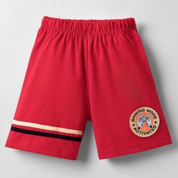 Taeko Single Jersey Knit Knee Length Shorts With Patch Detailing - Red-image-51