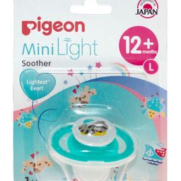 Pigeon Mini Light Baby Pacifier with Raccoon Print Large Size BPA Free - Sea Green-26