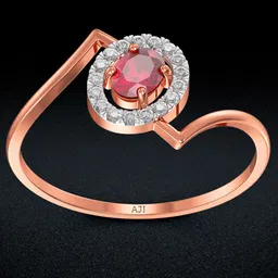 Joyalukkas Women 18kt Rose Gold Ruby-Studded Ring Diamond 1.02gm-image-35