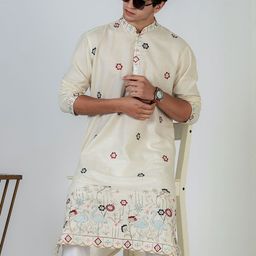 Anouk Men Multicolor Cotton Ethnic Motifs Embroidered Kurta-image-102