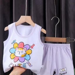 Bold N Elegant Girls Printed Round Neck Pure Cotton T-shirt With Shorts-image-10