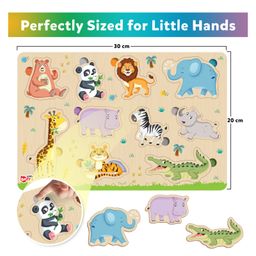 Little Berry My First Wooden Knob and Peg Puzzle Tray Set of 5 Multicolour- 68 Pegs image 2