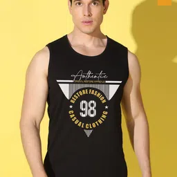WOOSTRO Pack Of 2 Printed Combed Cotton Gym Vests VWS26(98 BLACK)(98 MUSTARD)-picture-31