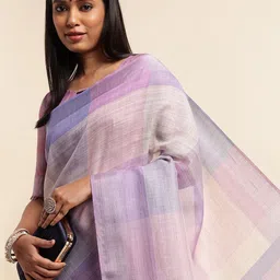 DIVASTRI Colourblocked Zari Pure Linen Designer Chettinad Saree-picture-16