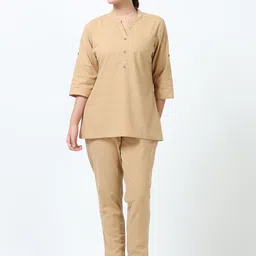 Marcia Mandarin Collar Pure Cotton Tunic With Trousers-picture-17