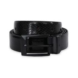 United Colors of Benetton Grave Black & Wine Animal Effect Leather Reversible Belt For Men-image-66