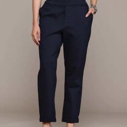 Label Ritu Kumar Navy Fitted Trousers-image-4