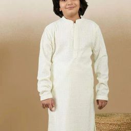 Sanwara Boys Off White Cotton Embroidery Full Sleeves Kurta-image-85
