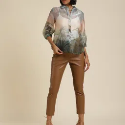 Label Ritu Kumar Ecru Printed Shirt With Camisole image 4