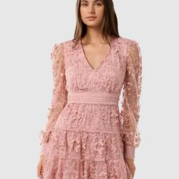 Forever New Pink Regular Fit Floral Dress-image-31