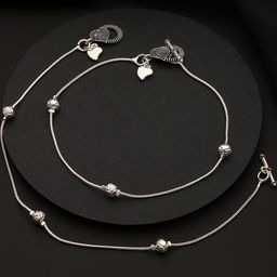 Set Of 2 Silver Plated Beaded Anklets-image-73