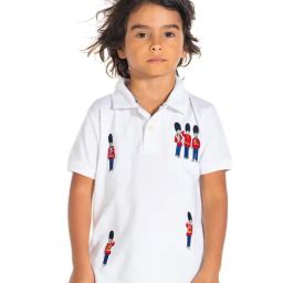Cherry Crumble By Nitt Hyman Kids White Embroidered Polo T-Shirt-image-71