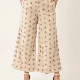 Rooted Beige Straight Fit Flat Front Trousers-image-96