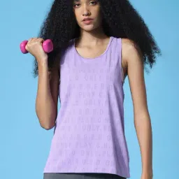 Only Purple Round Neck Printed Tank Top-image-41