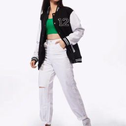 IZF Black & White Unisex Varsity Jacket-image-50