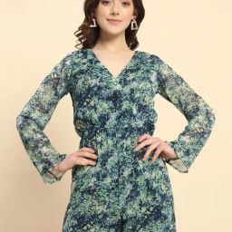 Trend Arrest Green Printed Playsuit-87