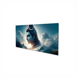 Nestroots Multicolor Canvas Shiva's Colorful Duality Wall Painting - Gold Floating Frame image 2