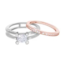 Touch925 Silver Into Each Other Silver & Rose Gold Ring-image-65