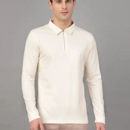 Hancock Cream Cotton Slim Fit Solid T-Shirt-picture-12
