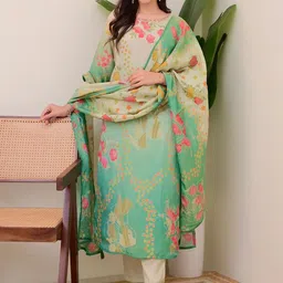 CANBIA Women Floral Printed Kurta with Trousers & Dupatta-picture-27