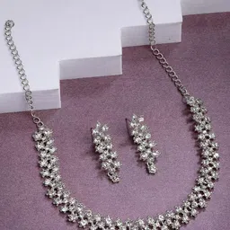 Sukkhi American Diamond Studded Rhodium Silver-Plated Jewellery Set-picture-17