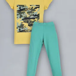 PLUM TREE Girls Printed Pure Cotton T-shirt With Leggings-image-77