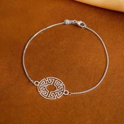GIVA Silver Circular Pattern Bracelet Rakhi for Brother-image-18