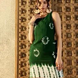 Mabish By Sonal Jain Green Printed Shift Dress-image-29