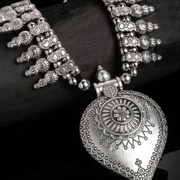 Panash Silver Toned Oxidized Necklace-image-14
