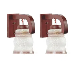 Somil Premium Designer Glass Wall / Night Lamp Elegant & Stylish Dcor Accent for Modern Interiors, color- White, Brown, Size:- 19 X 31.5 X 29.5 CM-image-64