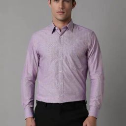 Louis Philippe Purple Cotton Slim Fit Striped Shirt-picture-44