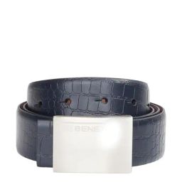 United Colors of Benetton Romano Navy & Tan Leather Textured Reversible Belt-image-92