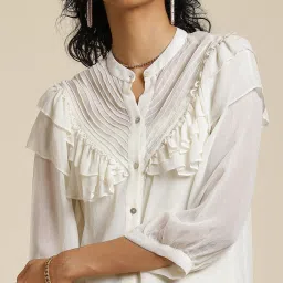 Label Ritu Kumar Ecru Self Design Shirt image 5