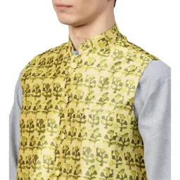 Sojanya Lime Printed Nehru Jacket image 4
