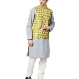 Sojanya Lime Printed Nehru Jacket image 5