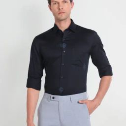 Arrow Ink Blue Cotton Slim Fit Printed Shirt-image-64