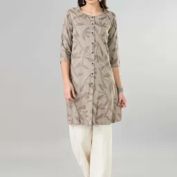Rangmanch by Pantaloons Grey Printed Straight Kurta-21
