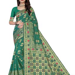 Maroosh Floral Zari Silk Banarasi Saree-image-69