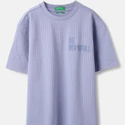 United Colors of Benetton Girls Purple Pure Cotton Textured T-Shirt-picture-44