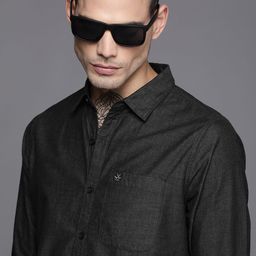 WROGN Men Black Solid Pure Cotton Slim Fit Casual Shirt-image-98