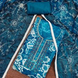 KALINI Printed Organza Unstitched Dress Material-image-18