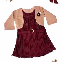 Lagorii Girls Self Design Round Neck Fit & Flare Dress-image-11